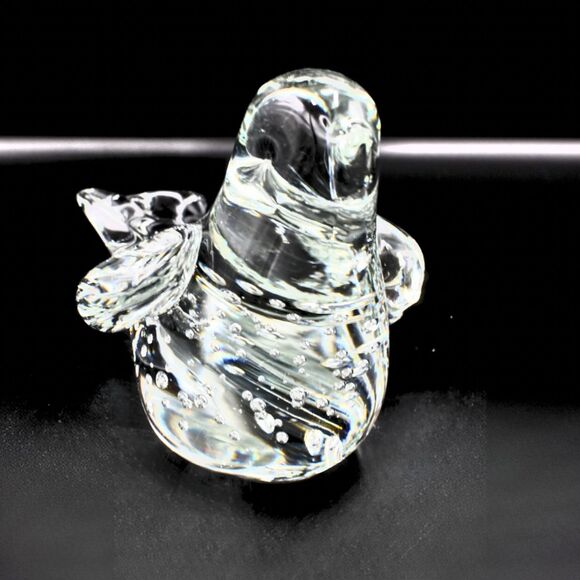 Vintage Art Glass Bird Figurine Clear Hand Blown Controlled Bubble Sculpture - Picture 7 of 7